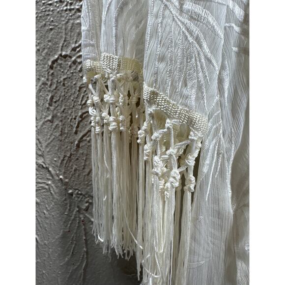 Show Me Your Mumu Metzler Kimono Boho Cream Fringe Satin Lightweight Large‎ - Picture 3 of 5